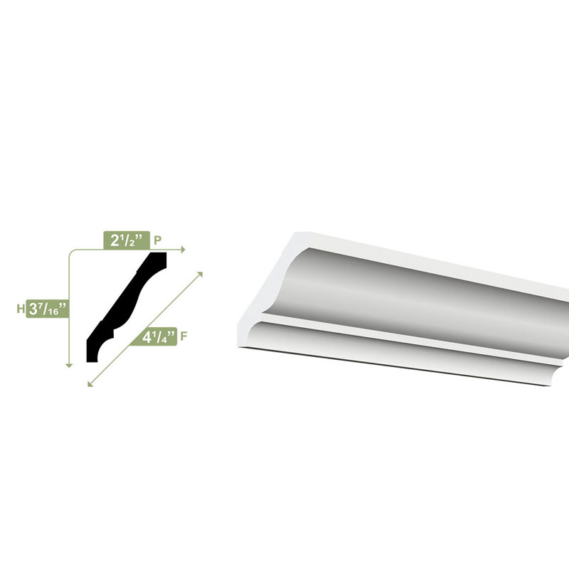 Unfinished PVC Crown Moulding 3-3/8" x 4-1/4" x 96"