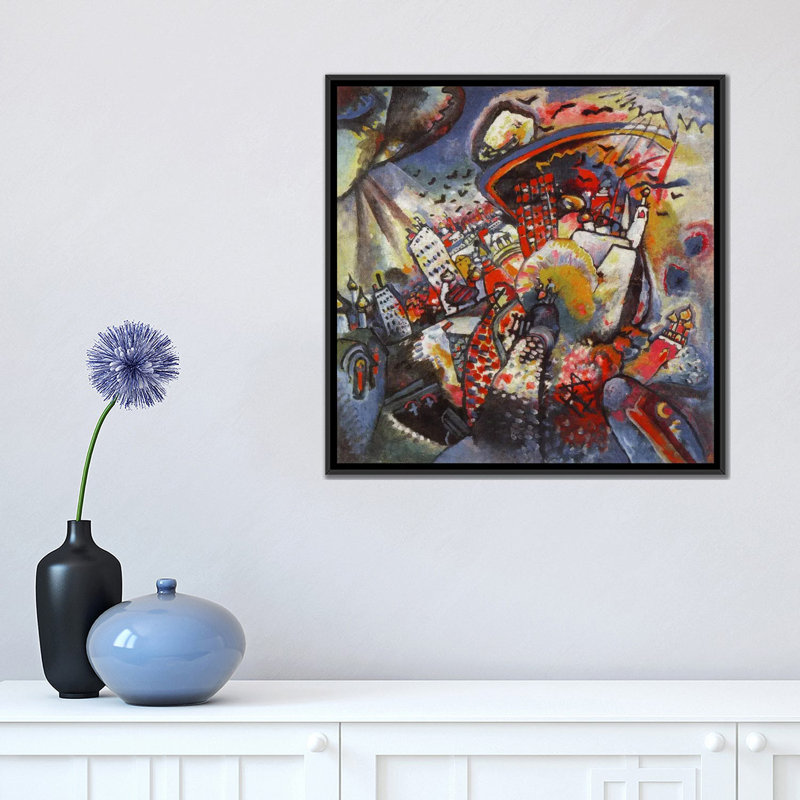 "Moscow" par Wassily Kandinsky, impression sur toile, H 18 po x l 18 po x P 1,5 po, Toile avec cadre noir, Pas de tapis