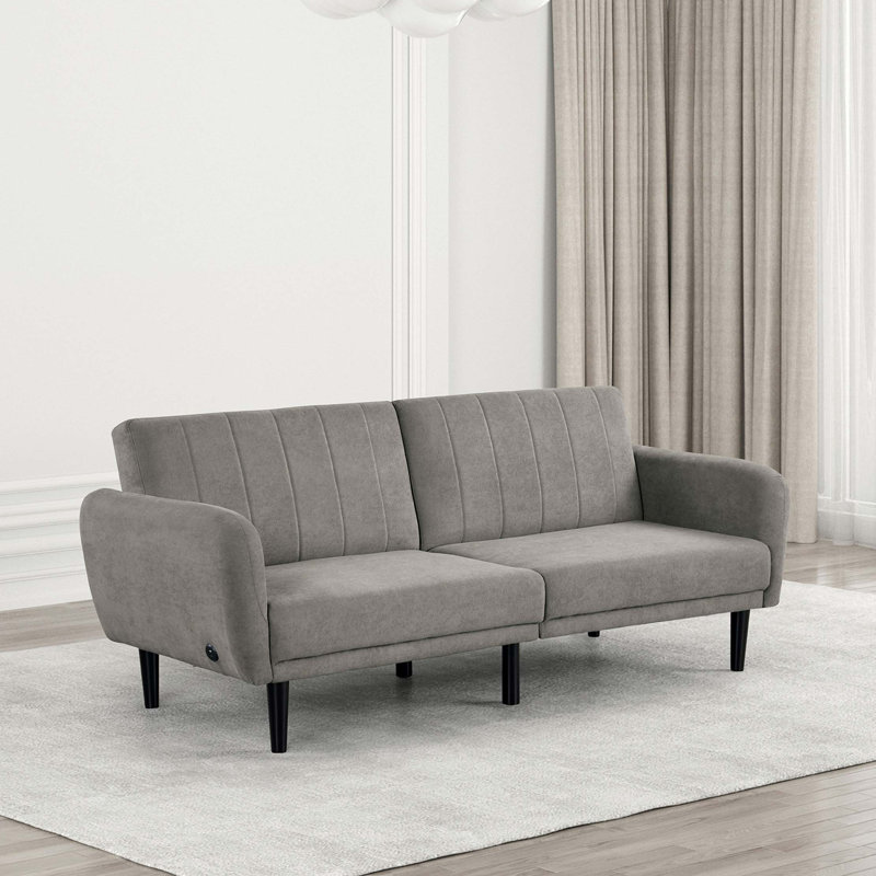 Canapé-lit contemporain convertible en lit Futon, Gris