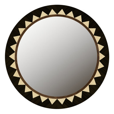 Miroir rond en bois massif Hudson Valley
