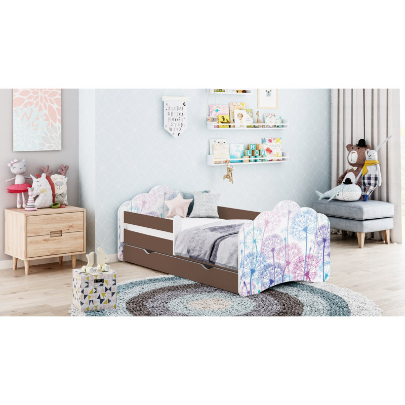 Racine European Toddler Bed Frame with Drawers, Cappuccino, 56.5 x 70 x 140cm