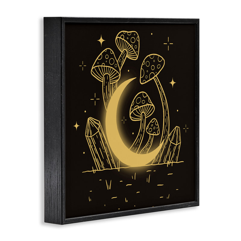 Lune dans le champ, estampe numérique encadrée d'Ahmed mêmeh Hussein, H 12 po x l 12 po, Giclée encadrée noir minuit