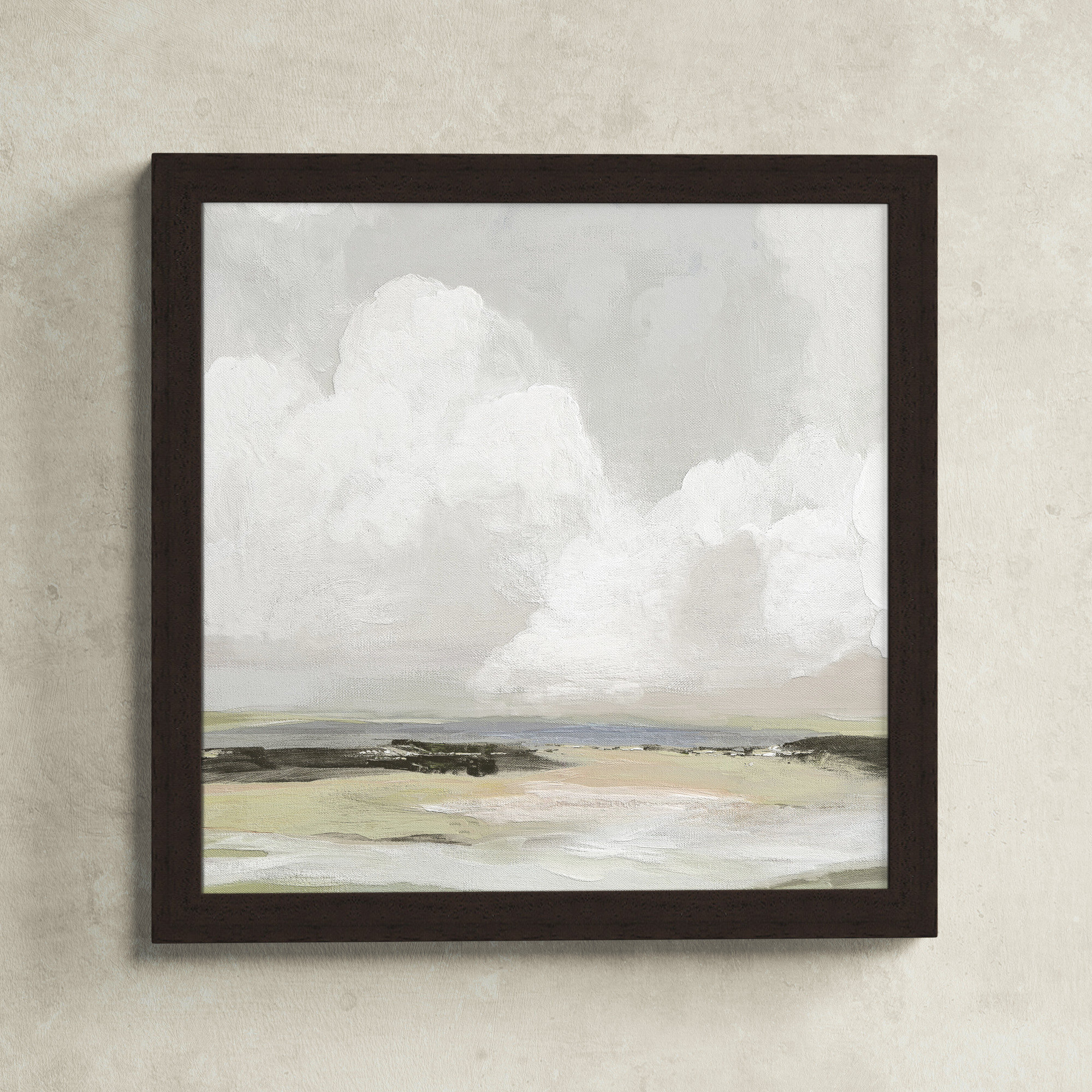 Soft Clouds - Picture Frame Painting Print, Walnut Framed, 24.5" H x 24.5" W x 1.12" D
