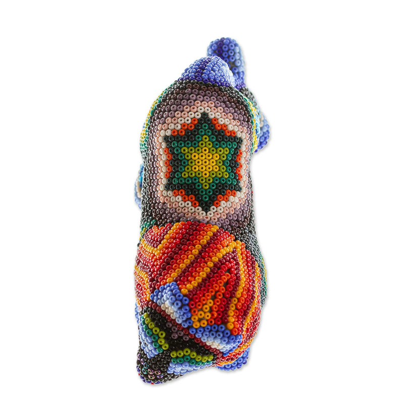 Sculpture Abibat Jalisco Lion Huichol Mache