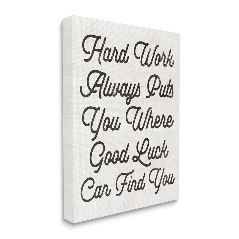 Hard Work Good Luck Motivational, impression sur toile, H 40 po x l 30 po x P 1,5 po