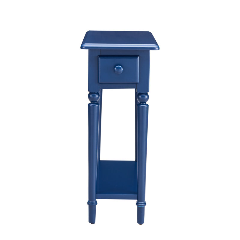 Coastal Solid Wood Narrow Side Table, Navy Blue
