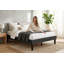 Cadre de lit plateforme Queen Size noir, 100 % polywood avec support à lattes en bois robuste, aucun sommier requis