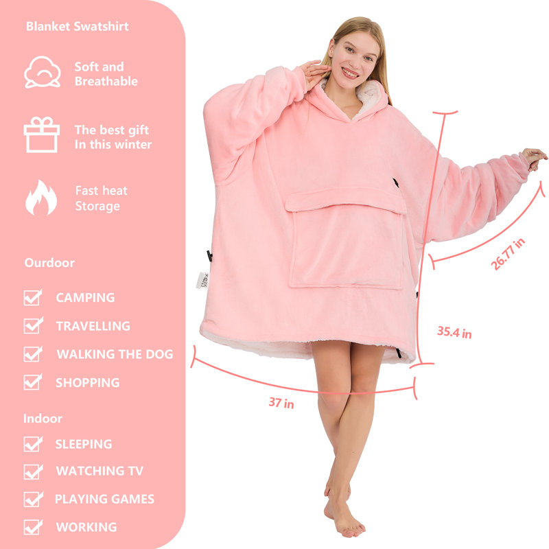 Surdimensionné en sherpa chauffant pour adultes, Rose