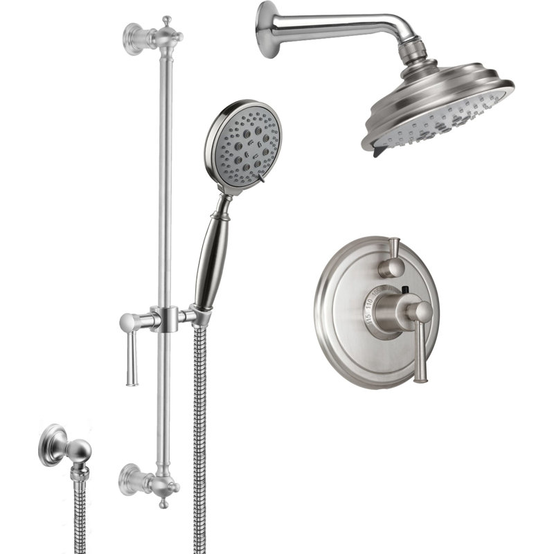 Miramar 2.5 GPM Styletherm 0.5" Thermostatic Shower System with Handshower Slide Bar, Satin Nickel
