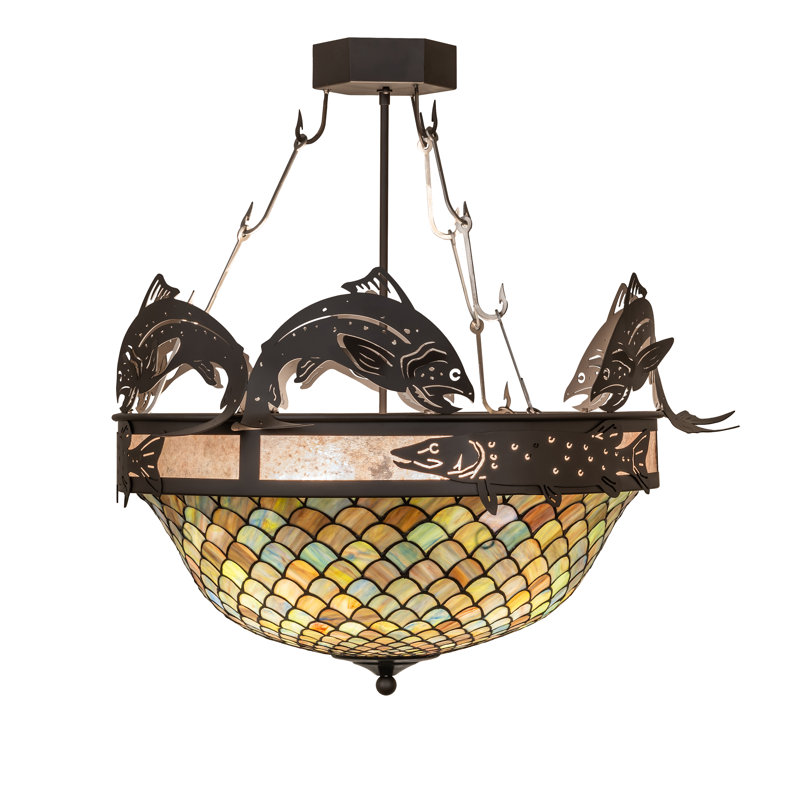 Catch of the Day Fishscale 4 - Light Semi Flush Mount, Black