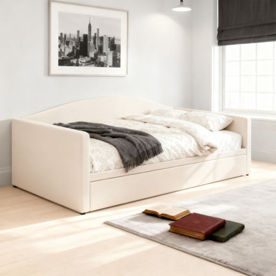 Daybed with Extended Pop Up Trundle, Upholstered Sofa Bed Daybed, by Red Barrel Studio