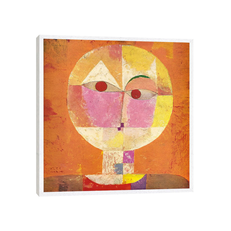 Senecio by Paul Klee - Floater Frame Painting on Canvas, 93.98 cm H x 93.98 cm W, White Framed