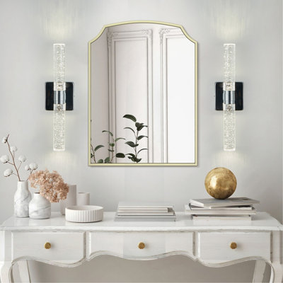 Applique murale contemporaine en cristal 17 po (h), finition chromée avec cristal bullé, applique 2 lumières pour salle de bain, chambre à coucher, couloir - luminaire d'intérieur moderne