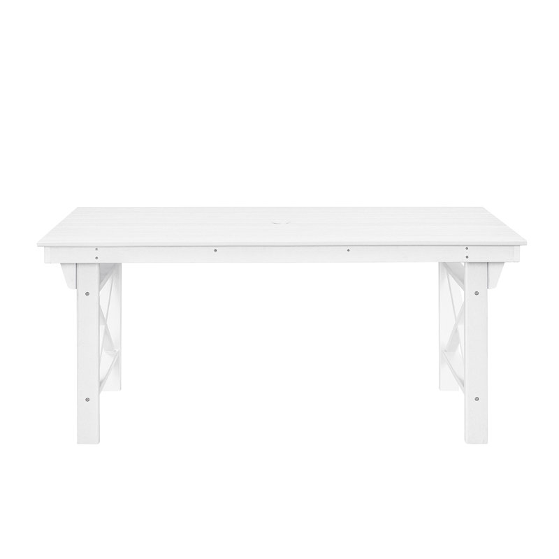 SeeHill HDPE Outdoor Dining Table, 66.9â€ Rectangle Patio Dining Table for 6, All-Weather HDPE Outdoor Table with 2.2â€ Umbrella Hole, HDPE Patio Furniture for Deck, Backyard, Garden, Pool