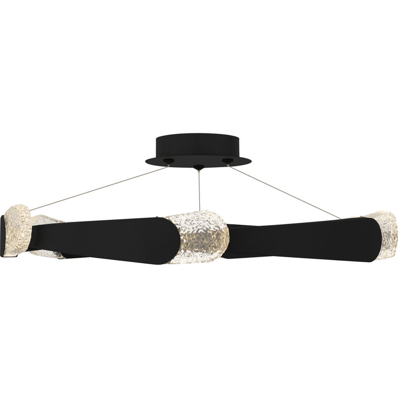 Saffron Integrated LED Matte Black Semi-Flush Mount, 37 W, 9.5" H x 34" W x 34" D