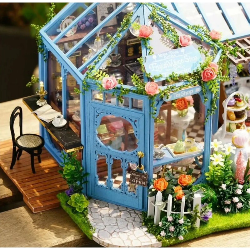 Ensemble de boîte de chambre miniature Wizardi - Maison de poupée Rose Garden