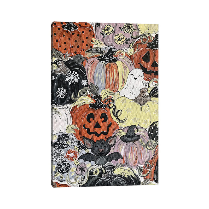 Spooky Pattern Pumpkins by Katie Bryant - Wrapped Canvas Gallery-Wrapped Canvas Giclée, 20.32 cm H x 30.48 cm W