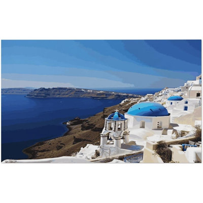 Serviette de plage Santorini Island Sea View Serviettes de piscine pour le bain, piscine et voyage