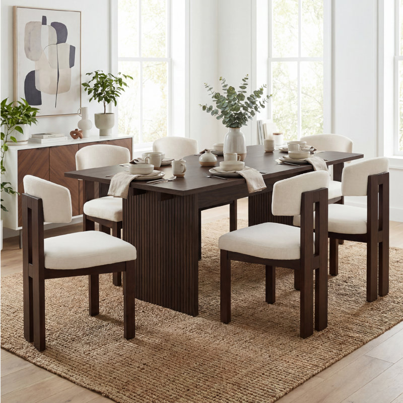 Table de salle à manger moderne en bois rectangulaire pour 4 à 6 personnes, Marron foncé