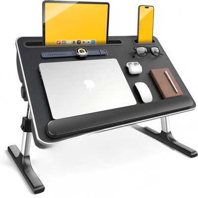 Bureau 2 en 1 avec lit et coussins moelleux, noir