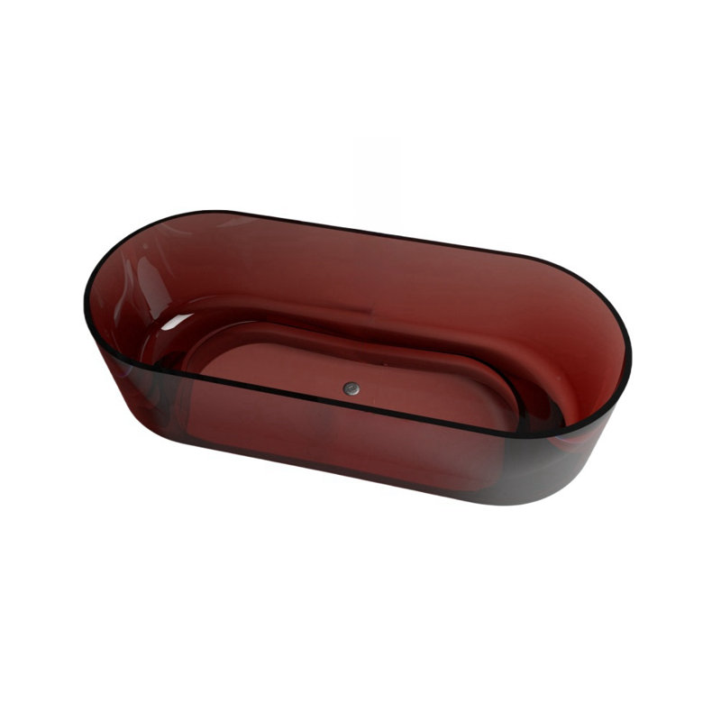 Ensemble de douche et baignoire courbée décalée sans cadre l 67 po H 22 po, Rouge