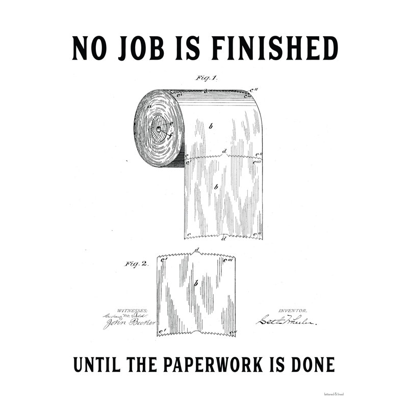 Bathroom Paperwork, 36" H x 24" W