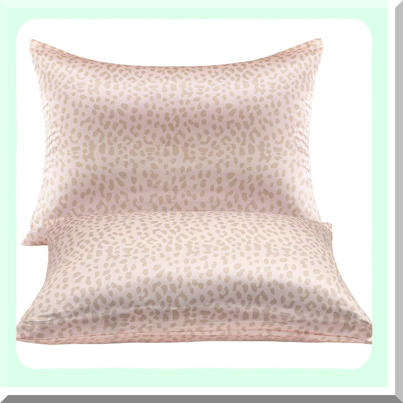 Leopard Silk Pillowcase Set - Soft Silky Print Pillow Case for Hair - Envelope Closure - Standard Size 20 x 26 Inches - Vegan Friendly