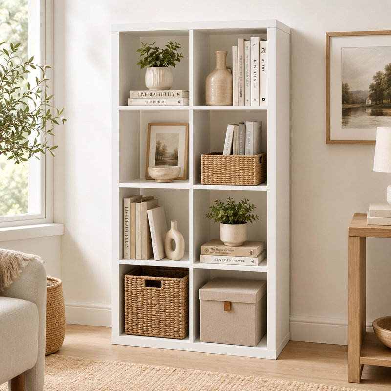 8 Cube White Storage Bookcase