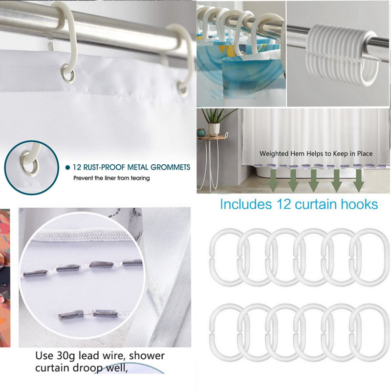 Shower Curtain with Hooks Included