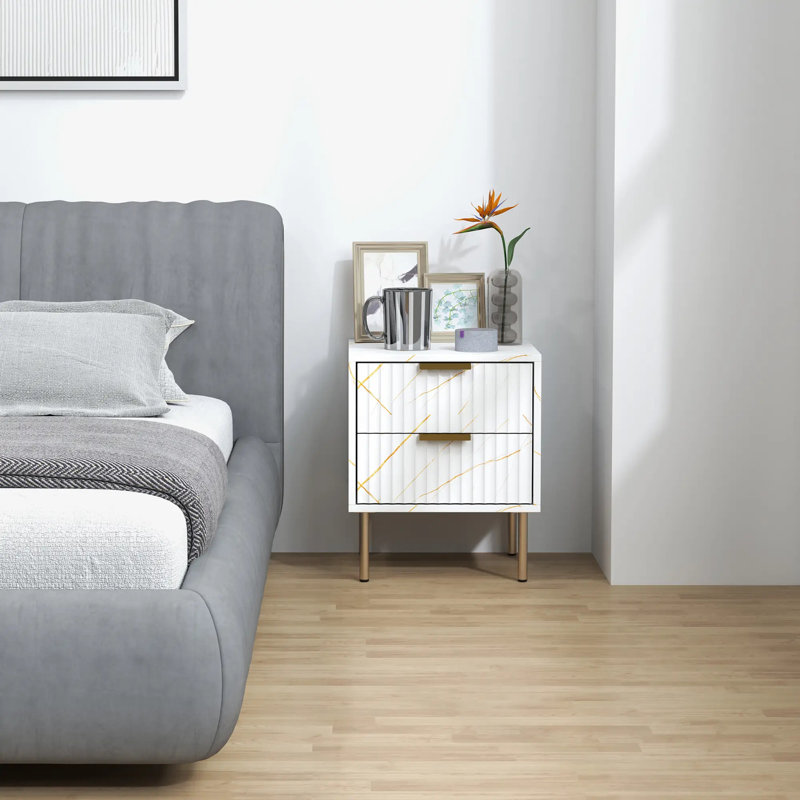 40 cm W Bedside Table, White