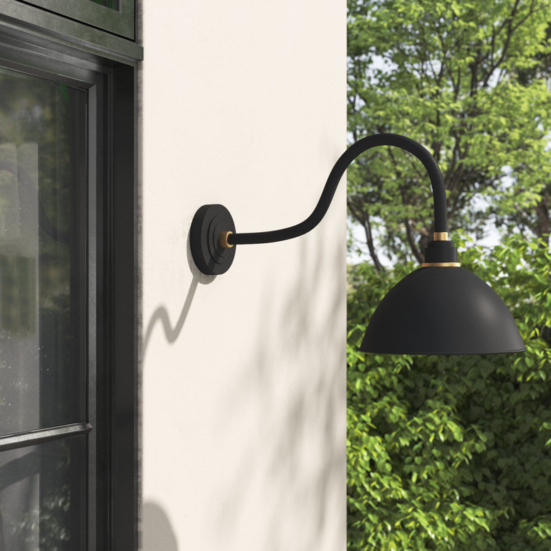 Luminaire de grange d'extérieur 1 lumière Bertram, H 17 po x L 12 po x P 24 po, Noir