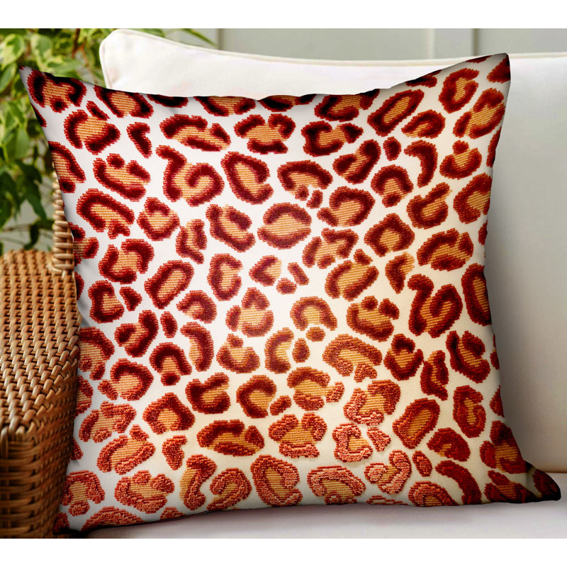 Sequined Outdoor Reversible Throw Pillow, 16" x 16", Red, Square