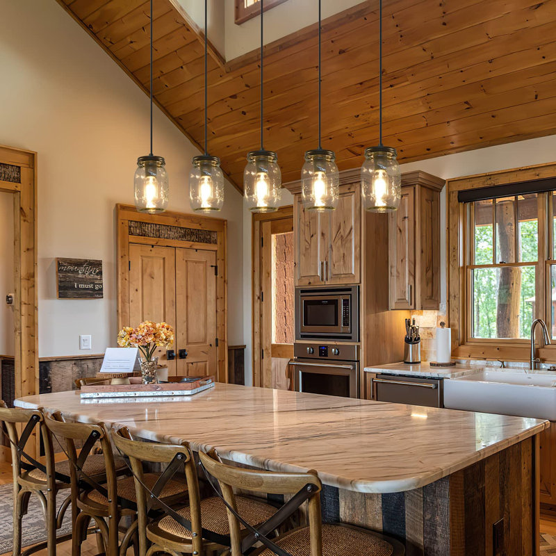 Camelot 5 - Light Matte Black Kitchen Island Pendant