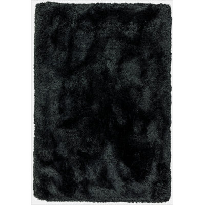 Plush Deep Pile Shaggy Black Rug