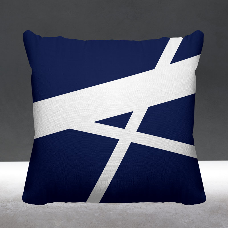 Seward Outdoor Reversible Throw Pillow, 17W" x 17H", Navy Blue