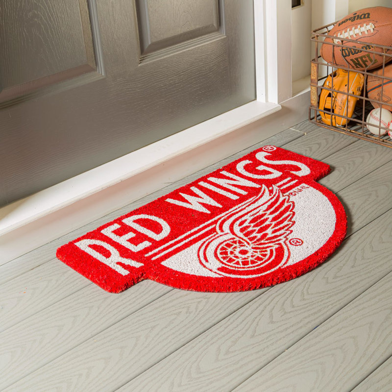 NFL Shaped Coir Outdoor Welcome Mat, Red Wings