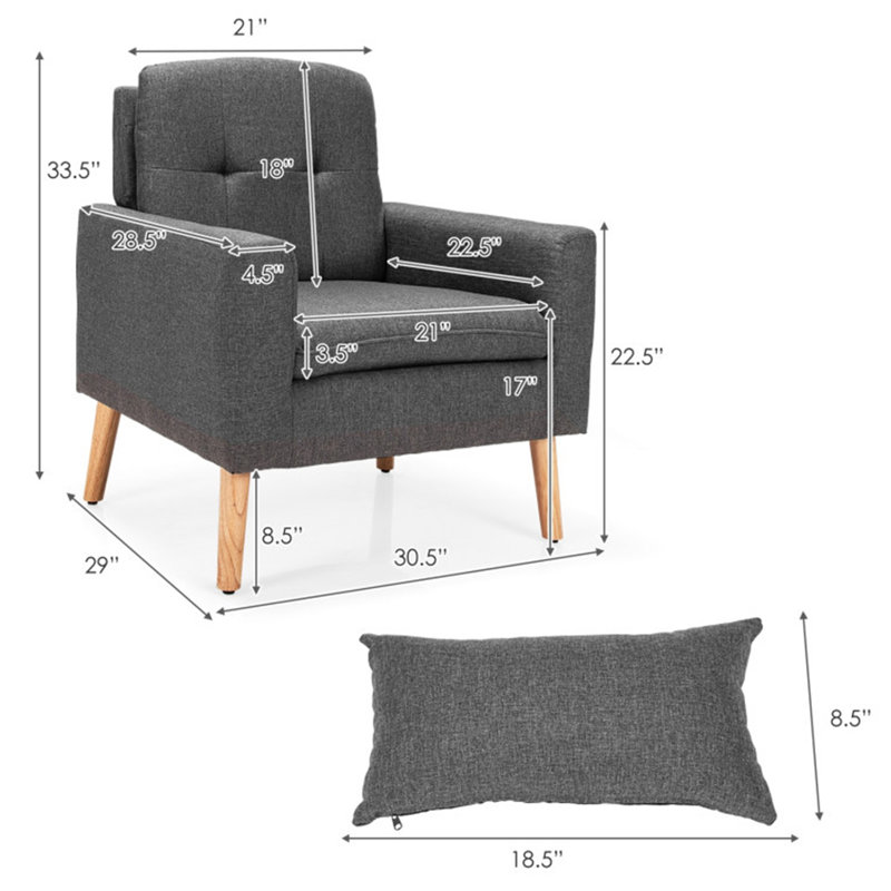 Araud Upholstered Armchair, Gray Linen