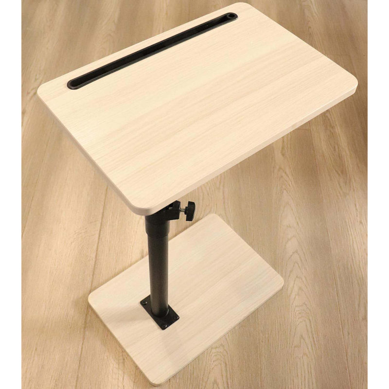 Sofa Armrest Tray Table For Couch - 360° Swivel Height Adjustable End For Small Spaces, Snack Side Table For Bed Or Chair With Phone & Tablet Slot