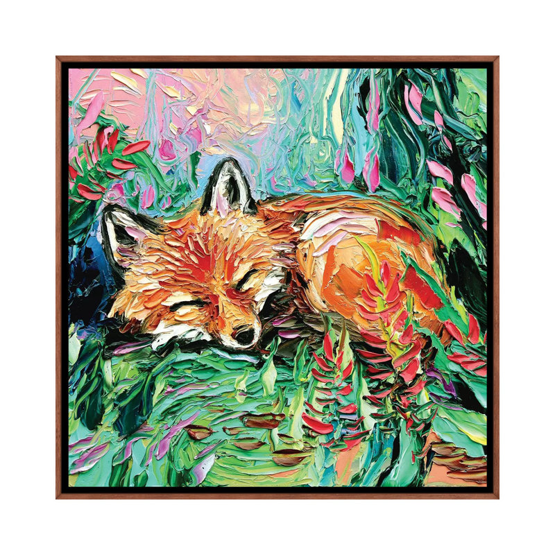 "Kit" par aja Trèves, reproduction d’art, H 37 po x l 37 po x P 1,5 po, Toile avec cadre en bois brun classique, Pas de tapis