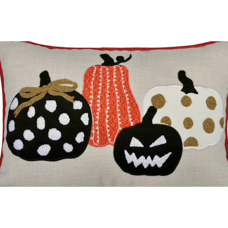 Coussin d'Halloween brodé citrouille d'Halloween