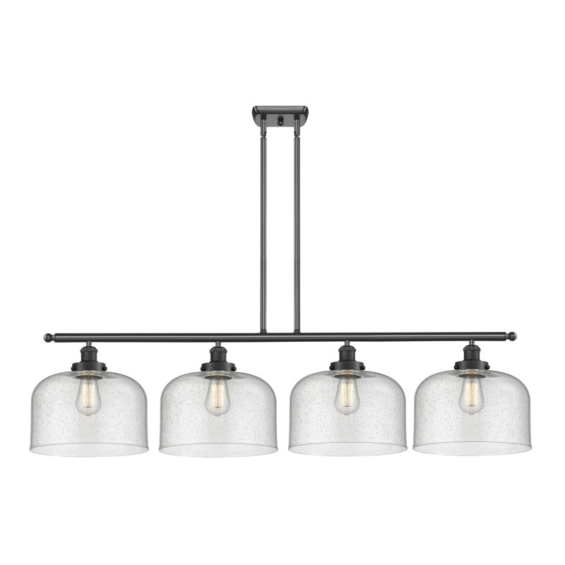 Luminaire suspendu pour îlot de cuisine 4 lumières Lattimer, Ampoule non incluse, Grainé, Noir mat