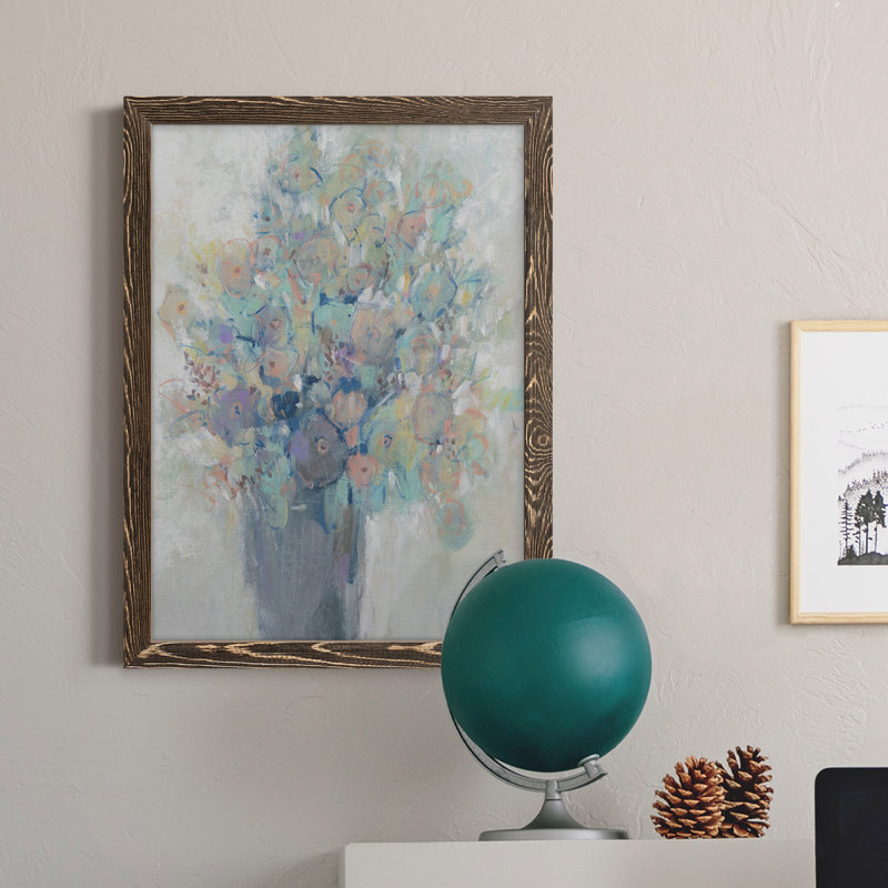 Bouquet I - Peinture sur toile encadrée, Noyer, H 44 po x l 31 po x P 1 po