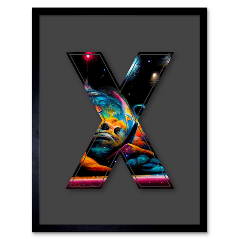 Letter X Space Cosmos by Sha & Koko - Single Picture Frame Print