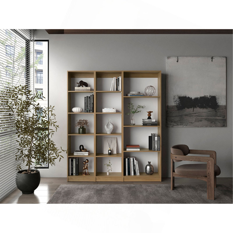 Ensemble de bibliothèque 3 pièces h 71,1 po avec tablettes ouvertes - Organisateur de rangement modulaire
