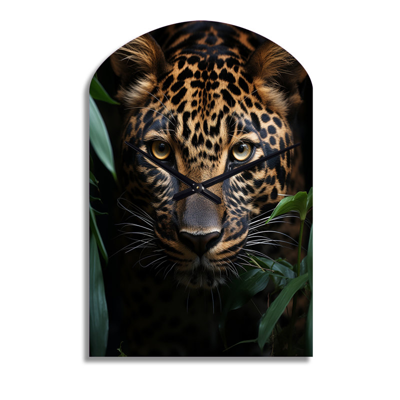 Horloge Leopard Silent Stalk I - forme unique, horloge en métal beige, Grand