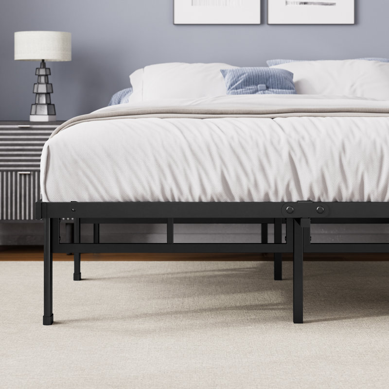 Nikoal Modern metal bed frame 35cm/14in Height, Double (135 x 190 cm), Black