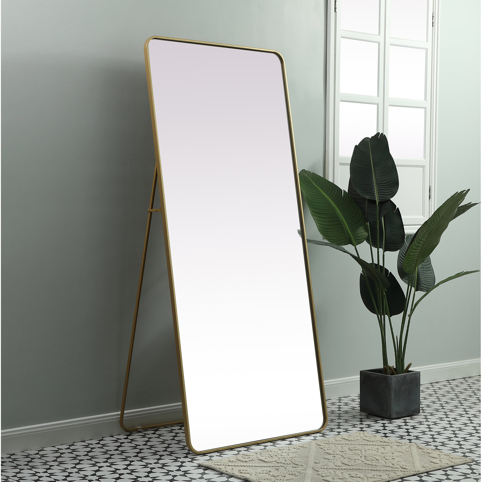Sabine 32" Full-Length Mirror, Brass, 72" x 32"