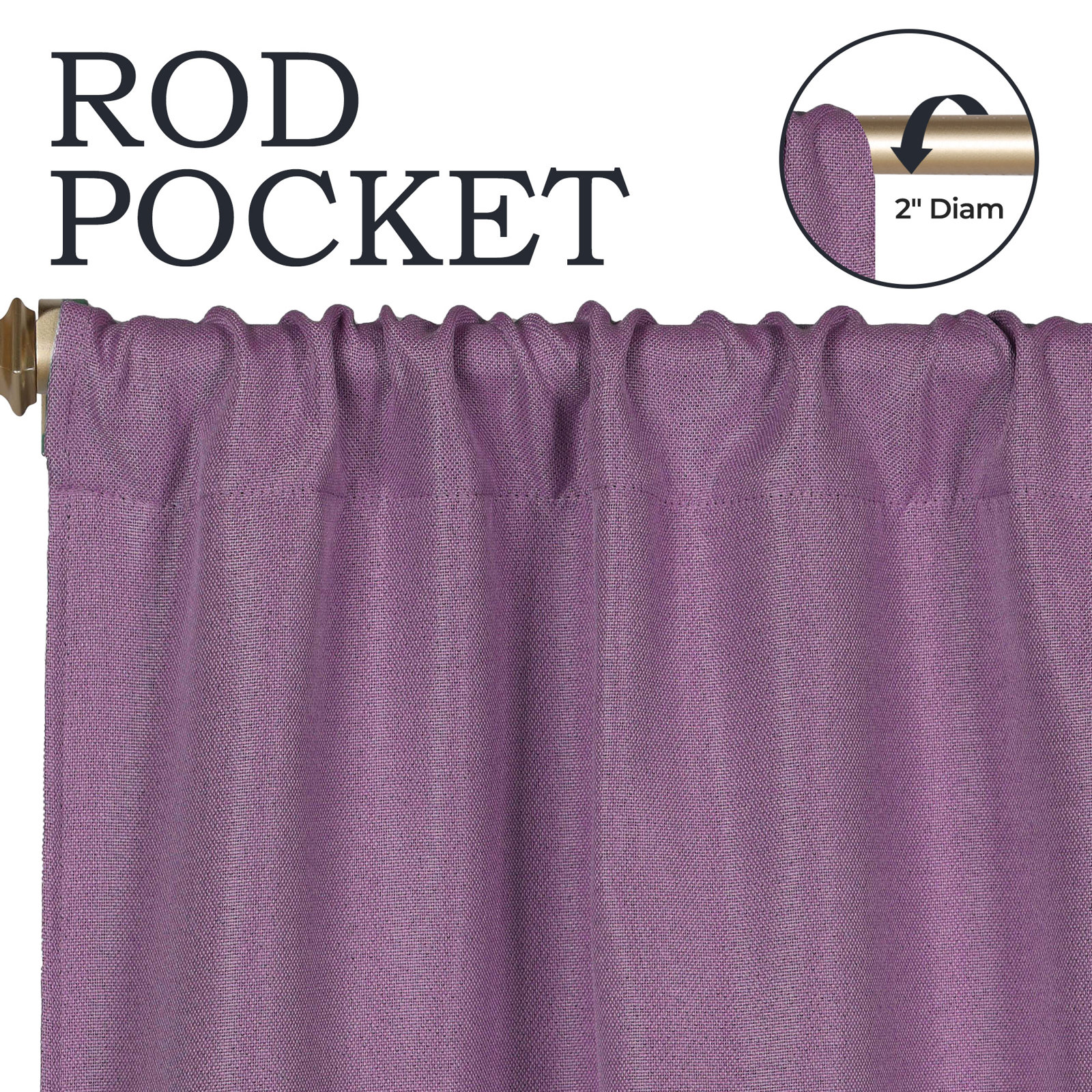 Linen Inspired Room Darkening Curtain Panel, Wisteria, Grommet 42" W x 84" L