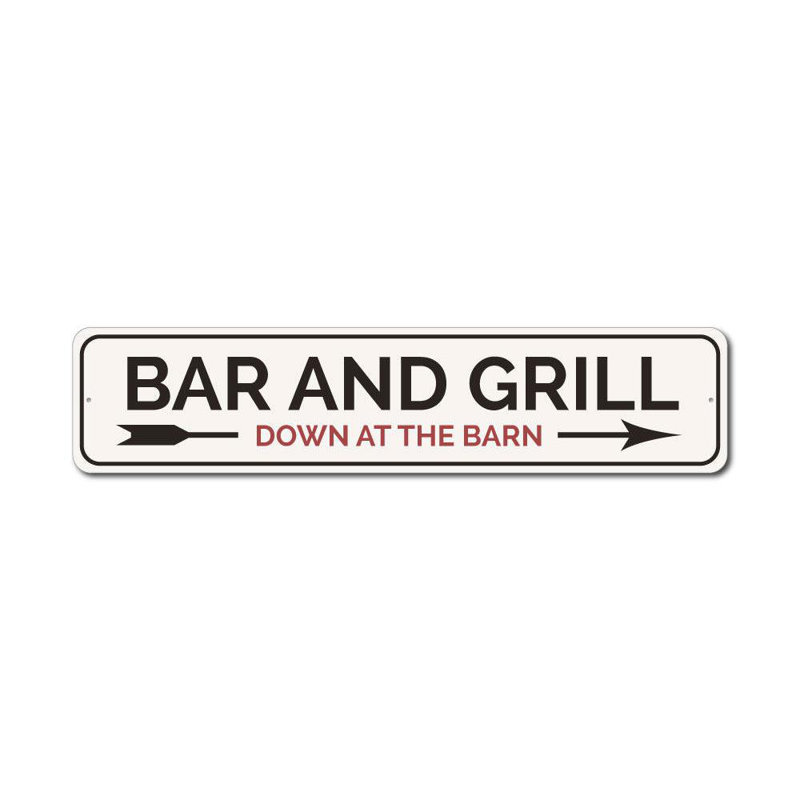 Enseigne en aluminium pour bar et barbecue, H 6 po x l 24 po x P 0,06 po