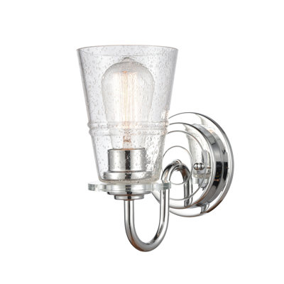 Amalio - 1 lumière - 5 pouces - Chrome poli - Abat-jour granuleux - Éclairage pour meuble-lavabo